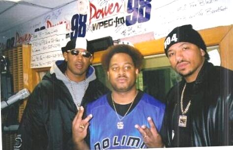 Celebrity DJ Cat-X live on-air at Power 98 WPEG-FM Charlotte radio station with the No Limit Records camp